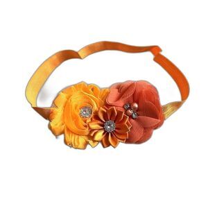 Orange Chiffon Rhinestone Flower  Headband